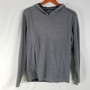 Mens Shirt Small Gray Hooded Activewear Long Sleeve‎ Pullover Athleisure